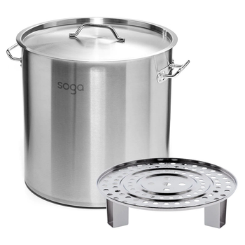 50L Stainless Steel Stock Pot with One Steamer Rack Insert Stockpot Tray image