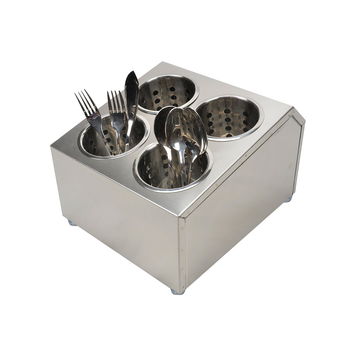 18/10 Stainless Steel Commercial Conical Utensils Square Cutlery Holder with 4 Holes image