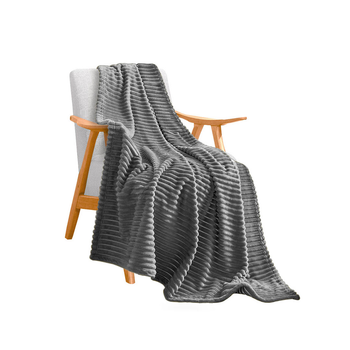 GreyThrow Blanket Warm Cozy Striped Pattern Thin Flannel Coverlet Fleece Bed Sofa Comforter image