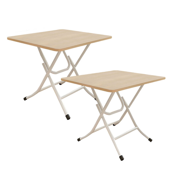 2X Wood-Colored Dining Table Portable Square Surface Space Saving Folding Desk Home Decor image