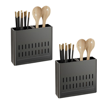 2X Wall Mounted Kitchen Utensil Storage Rack Spoon Fork Chopstick Space-Saving Organiser image
