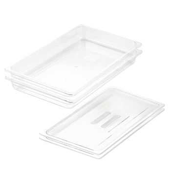 65mm Clear Gastronorm GN Pan 1/1 Food Tray Storage Bundle of 2 with Lid image