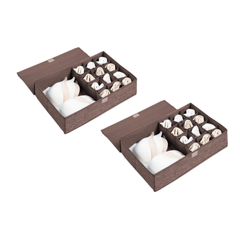 2X Coffee Flip Top Underwear Storage Box Foldable Wardrobe Partition Drawer Home Organiser image