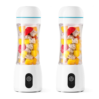 2X 380ml Portable Mini USB Rechargeable Handheld Fruit Mixer Juicer White image