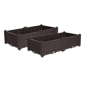 2X 80cm Raised Planter Box Vegetable Herb Flower Outdoor Plastic Plants Garden Bed image
