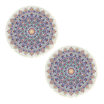 2X 120cm Mandala Area Rug for Living Room Lounge, Bedroom, Anti-slip Doormat, Home Decor image