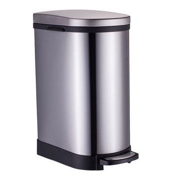 Foot Pedal Stainless Steel Rubbish Recycling Garbage Waste Trash Bin 10L U image