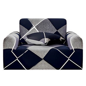 1-Seater Checkered Sofa Cover Couch Protector High Stretch Lounge Slipcover Home Decor image