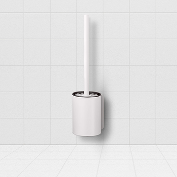 27cm Wall-Mounted Toilet Brush with Holder Bathroom Cleaning Scrub White image