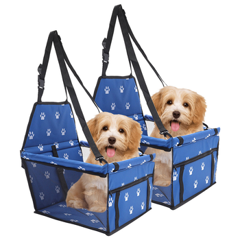 2X Waterproof Pet Booster Car Seat Breathable Mesh Safety Travel Portable Dog Carrier Bag Blue image