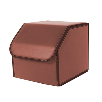 Leather Car Boot Collapsible Foldable Trunk Cargo Organizer Portable Storage Box Coffee Small image