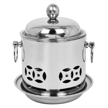 Stainless Steel Mini Asian Buffet Hot Pot Single Person Shabu Alcohol Stove Burner with Lid image