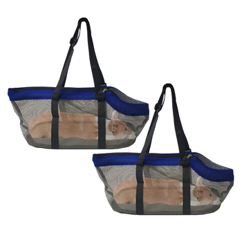 2X Grey Pet Carrier Bag Breathable Net Mesh Tote Pouch Dog Cat Travel Essentials image