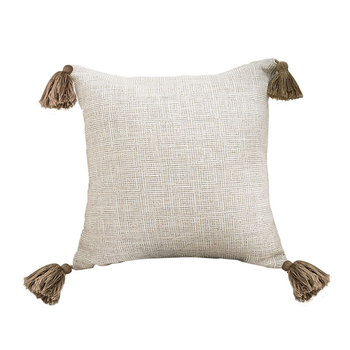 50cm Beige Pillow Textured Throw Cover, Luxurious Rib Knit Ribbed Cotton Throw Pillow image