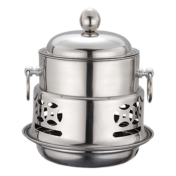 Stainless Steel Mini Asian Buffet Hot Pot Single Person Shabu Alcohol Stove Burner with Lid image