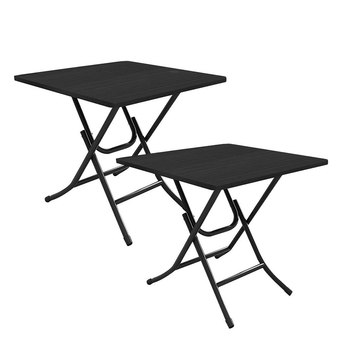 2X Black Dining Table Portable Square Surface Space Saving Folding Desk with Lacquered Legs Home Decor image