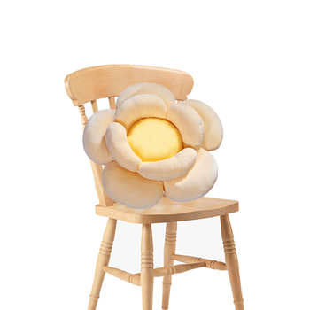 Beige Double Flower Shape Cushion Soft Bedside Floor Plush Pillow Home Decor image