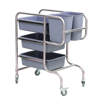3 Tier Food Trolley Food Waste Cart Five Buckets Kitchen Food Utility 80x43x89cm Round image