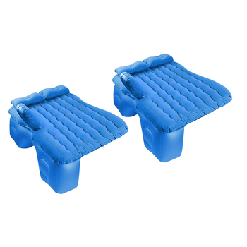 2X Blue Ripple Inflatable Car Mattress Portable Camping Air Bed Travel Sleeping Kit Essentials image