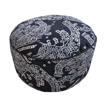50x30CM Black Round Soft Pouffe Seat Cushion Elegant Home Accent D?cor Stylish Footstool image