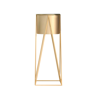 70cm Gold Metal Plant Stand with Gold Flower Pot Holder Corner Shelving Rack Indoor Display image