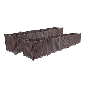 2X 200cm Raised Planter Box Vegetable Herb Flower Outdoor Plastic Plants Garden Bed Deepen image