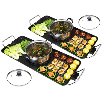 2X Electric Steamboat Asian Hot Pot Soup Maker Fondue Teppanyaki Hotpot Grill image