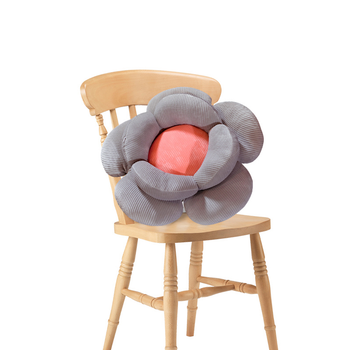 Grey Double Flower Shape Cushion Soft Bedside Floor Plush Pillow Home Decor image