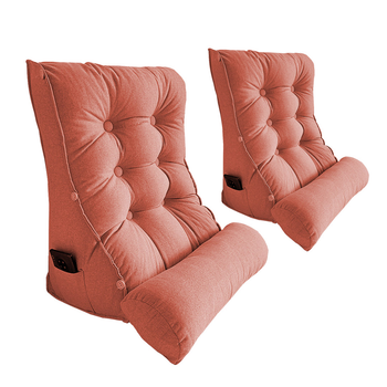2X 60cm Peach Triangular Wedge Lumbar Pillow Headboard Backrest Sofa Bed Cushion Home Decor image