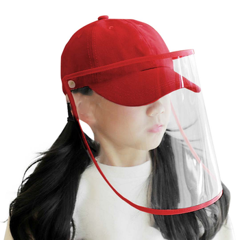 Outdoor Protection Hat Anti-Fog Pollution Dust Protective Cap Full Face HD Shield Cover Kids Red image