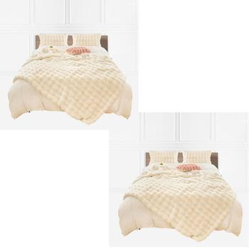 2X 200cm Creamy White Fur Fuzzy Super Soft and Cozy Fluffy Throw Blanket image