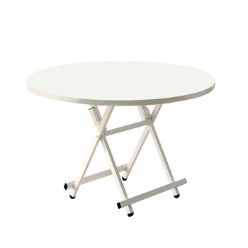 White Dining Table Portable Round Surface Space Saving Folding Desk Home Decor image