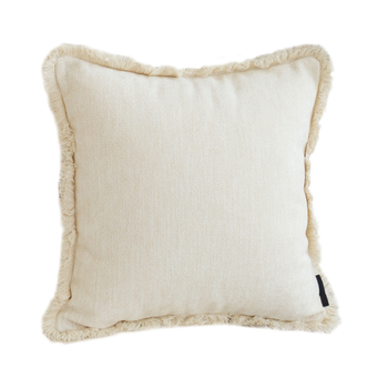 45cm Creamy White Home Aesthetic Chenille Texture Tassel Square Throw pillow image