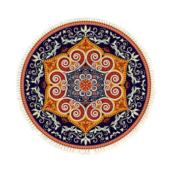 90cm Round Mandala Ethnic Style Round Carpet, Anti-slip Doormat, Home Decor image