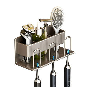 21cm Wall-Mounted Bathroom Storage Organiser Space Saving Adhesive Shelf Rack image