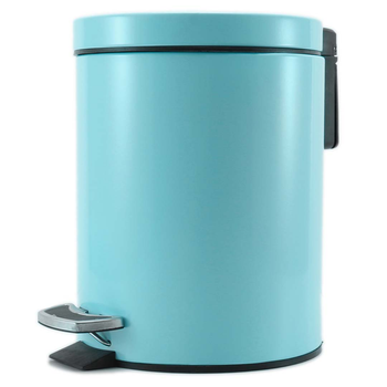 Foot Pedal Stainless Steel Rubbish Recycling Garbage Waste Trash Bin Round 7L Blue image