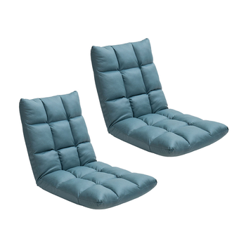2X Green Lounge Floor Recliner Adjustable Gaming Sofa Bed Foldable Indoor Outdoor Backrest Seat Home Office Decor image