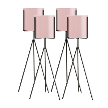 4X 70cm Tripod Flower Pot Plant Stand with Pink Flowerpot Holder Rack Indoor Display image