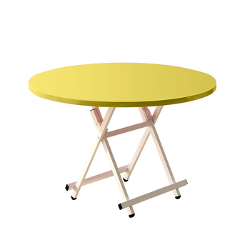 Yellow Dining Table Portable Round Surface Space Saving Folding Desk Home Decor image