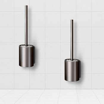 2X 27cm Wall-Mounted Toilet Brush with Holder Bathroom Cleaning Scrub Dark Grey image