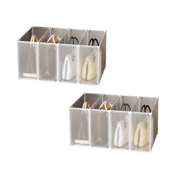2X 1 Tier Multifunctional PP Plastic Bag Box Portable Cubby DIY Storage Shelves Stackable Handbag Purse Organiser image