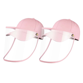 2X Outdoor Protection Hat Anti-Fog Pollution Dust Protective Cap Full Face HD Shield Cover Kids Pink image