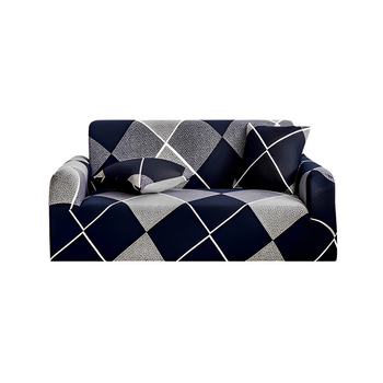 2-Seater Checkered Sofa Cover Couch Protector High Stretch Lounge Slipcover Home Decor image