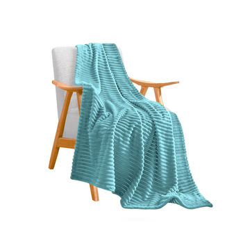 Sky Blue Throw Blanket Warm Cozy Striped Pattern Thin Flannel Coverlet Fleece Bed Sofa Comforter image