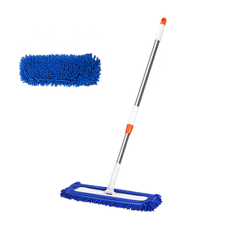 80x12 Microfiber Flat Mop Floor Cleaning Pads Rotating Dust Remover Blue image