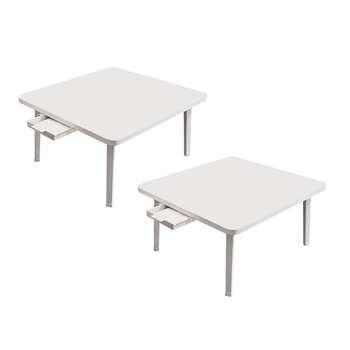 2X White Portable Floor Table Small Square Space-Saving Mini Desk Home Decor image