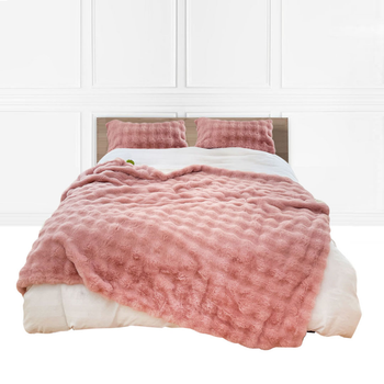 200cm Pink Fur Fuzzy Super Soft and Cozy Fluffy Throw Blanket image