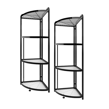 2X 4 Tier Steel Triangular Corner Stand Multi-Functional Shelves Portable Storage Organizer image