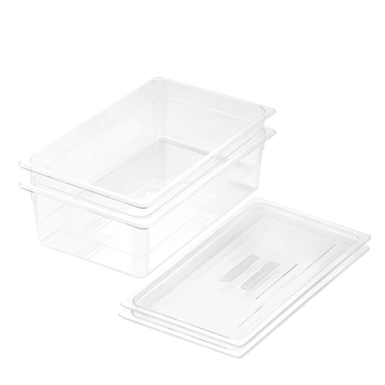 150mm Clear Gastronorm GN Pan 1/1 Food Tray Storage Bundle of 2 with Lid image