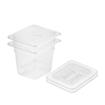 150mm Clear Gastronorm GN Pan 1/6 Food Tray Storage Bundle of 2 with Lid image